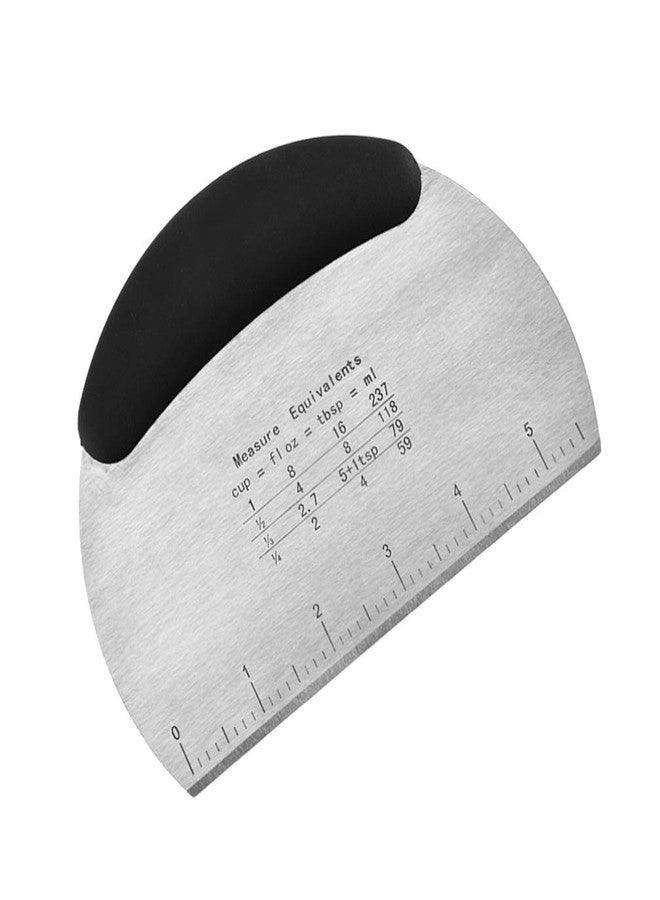 Trifecta Stainless Steel Dough Scraper Pizza Cutter, Flexible Silicone Scraper, Multi-Purpose Scraper with Measurement and Conversion Scale(Black) - Image 1